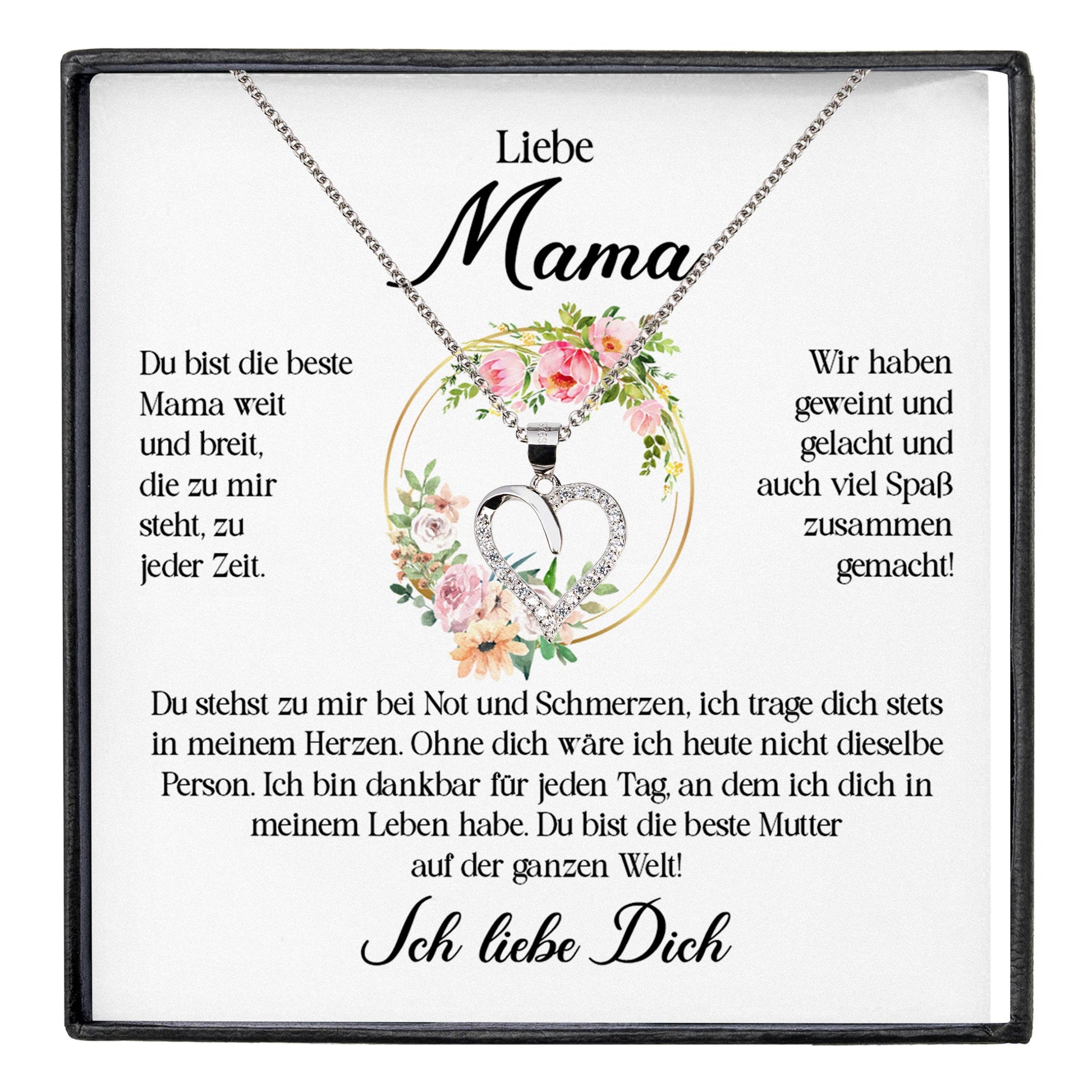 22Feels® Liebe Mama Geschenk Muttertag Geburtstag Frauen Schmuck Silber 925/000 Herz Halskette Valentinstag mit Karte Mutter Weihnachten Damen Collier Eltern-Schmuck mit Botschaftskarte - Herz21-22Feels