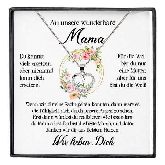 22Feels® An Unsere Mama Geschenk Muttertag Geburtstag Frauen Schmuck Silber 925/000 Herz Halskette Valentinstag mit Karte Mutter Weihnachten Damen Collier Eltern-Schmuck mit Botschaftskarte - Herz21-22Feels