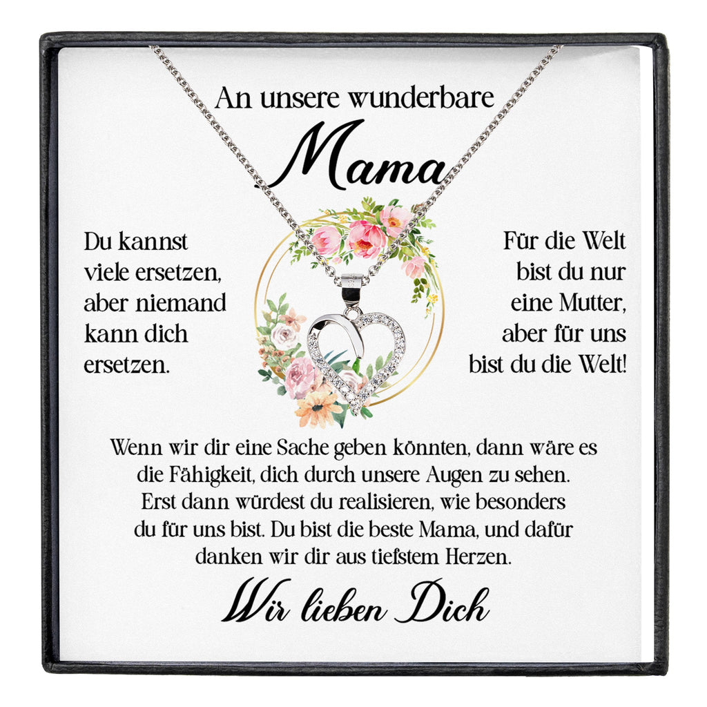 22Feels® An Unsere Mama Geschenk Muttertag Geburtstag Frauen Schmuck Silber 925/000 Herz Halskette Valentinstag mit Karte Mutter Weihnachten Damen Collier Eltern-Schmuck mit Botschaftskarte - Herz21-22Feels