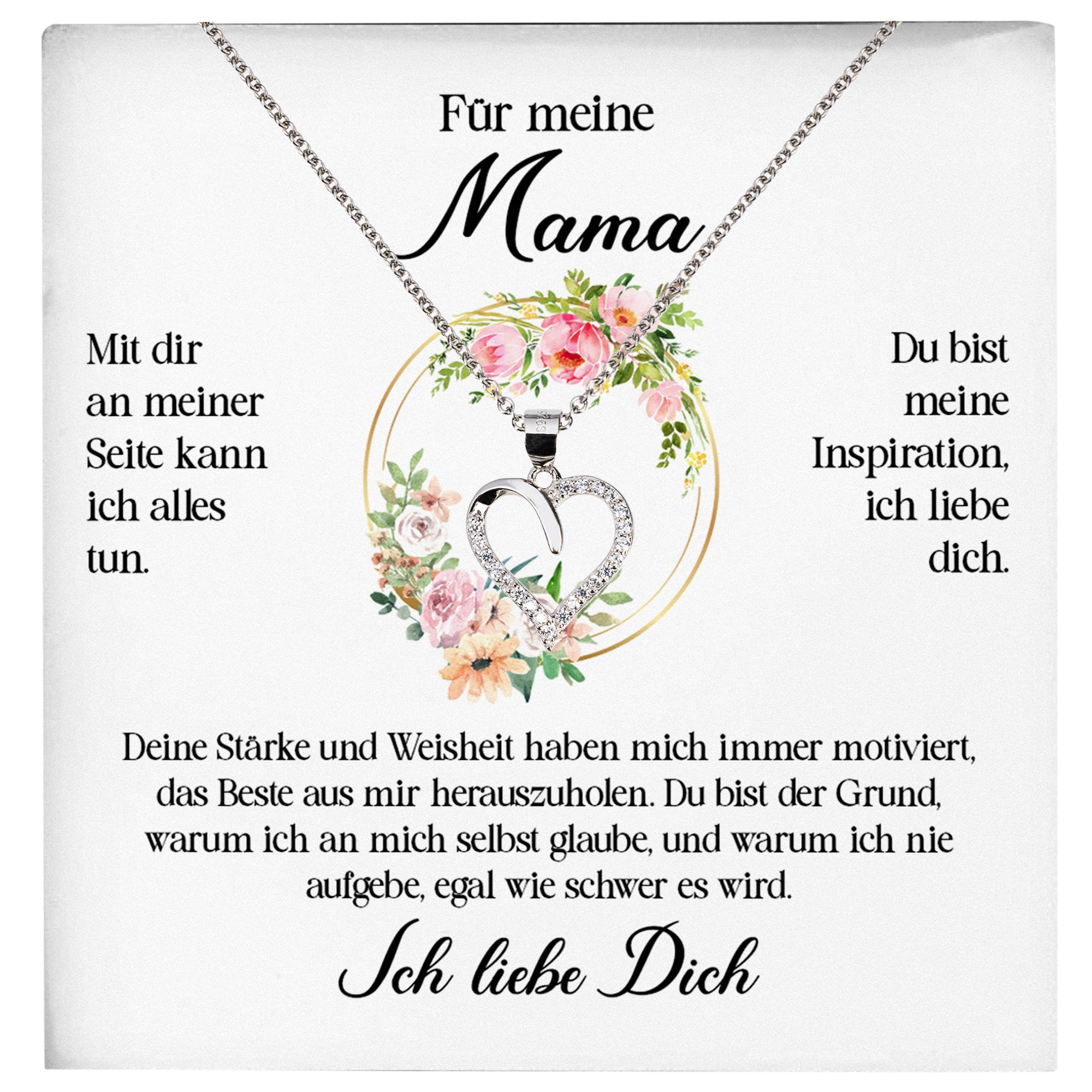 22Feels® Für Meine Mama Geschenk Muttertag Geburtstag Silber 925/000 Herz Halskette Valentinstag Frauen Schmuck mit Karte Mutter Weihnachten Damen Collier Eltern-Schmuck mit Botschaftskarte - Herz21-22Feels