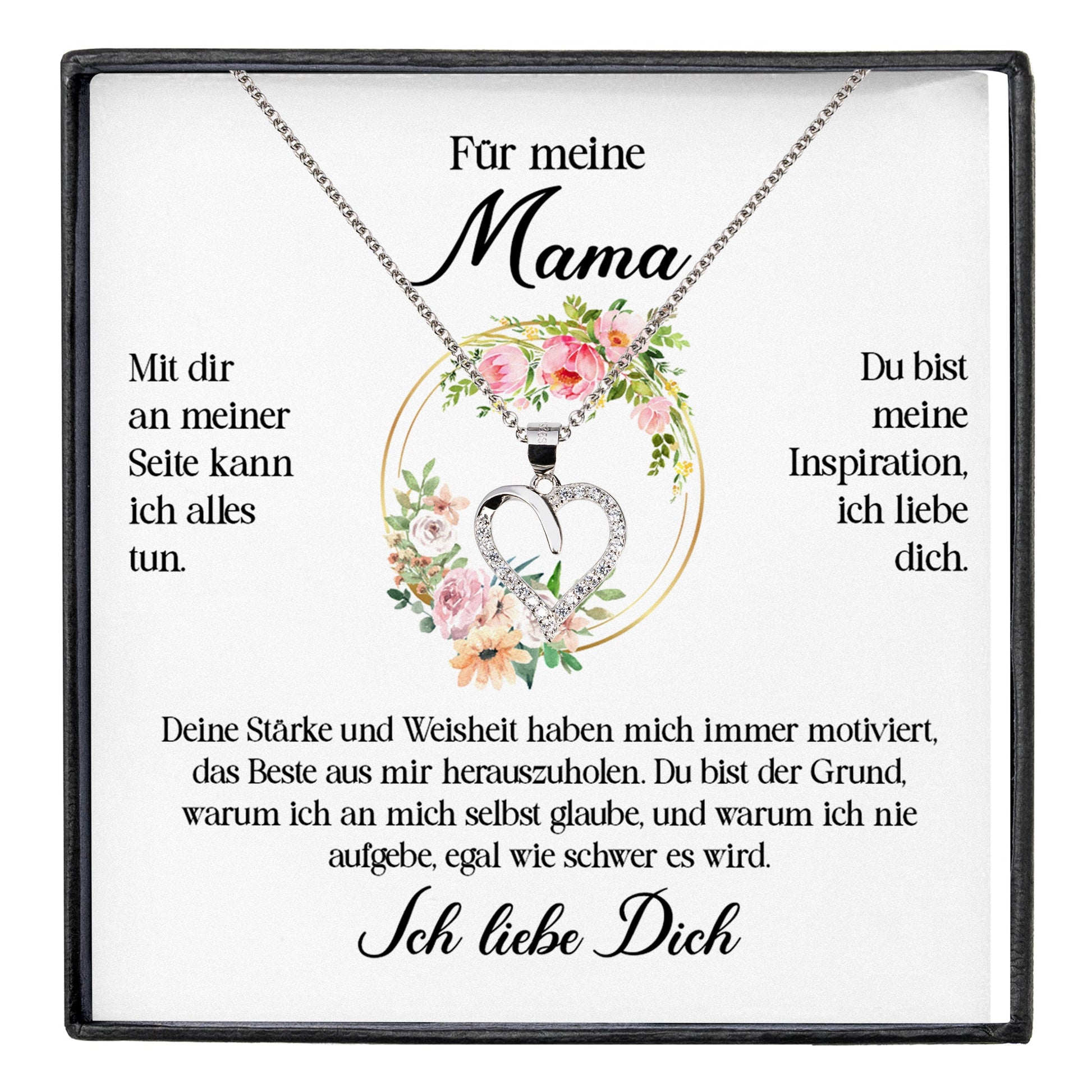 22Feels® Für Meine Mama Geschenk Muttertag Geburtstag Silber 925/000 Herz Halskette Valentinstag Frauen Schmuck mit Karte Mutter Weihnachten Damen Collier Eltern-Schmuck mit Botschaftskarte - Herz21-22Feels
