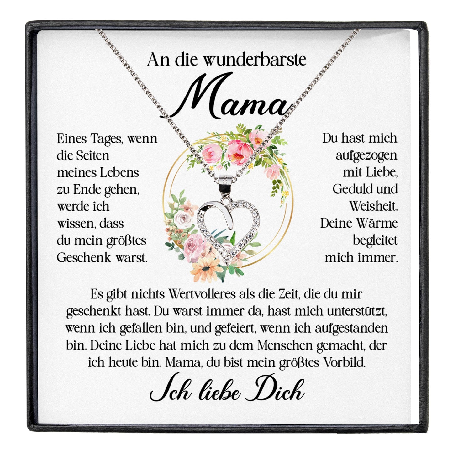 22Feels® Wunderbarste Mama Geschenk Muttertag Geburtstag Silber 925/000 Herz Halskette Valentinstag Frauen Schmuck mit Karte Mutter Weihnachten Damen Collier Eltern-Schmuck mit Botschaftskarte - Herz21-22Feels