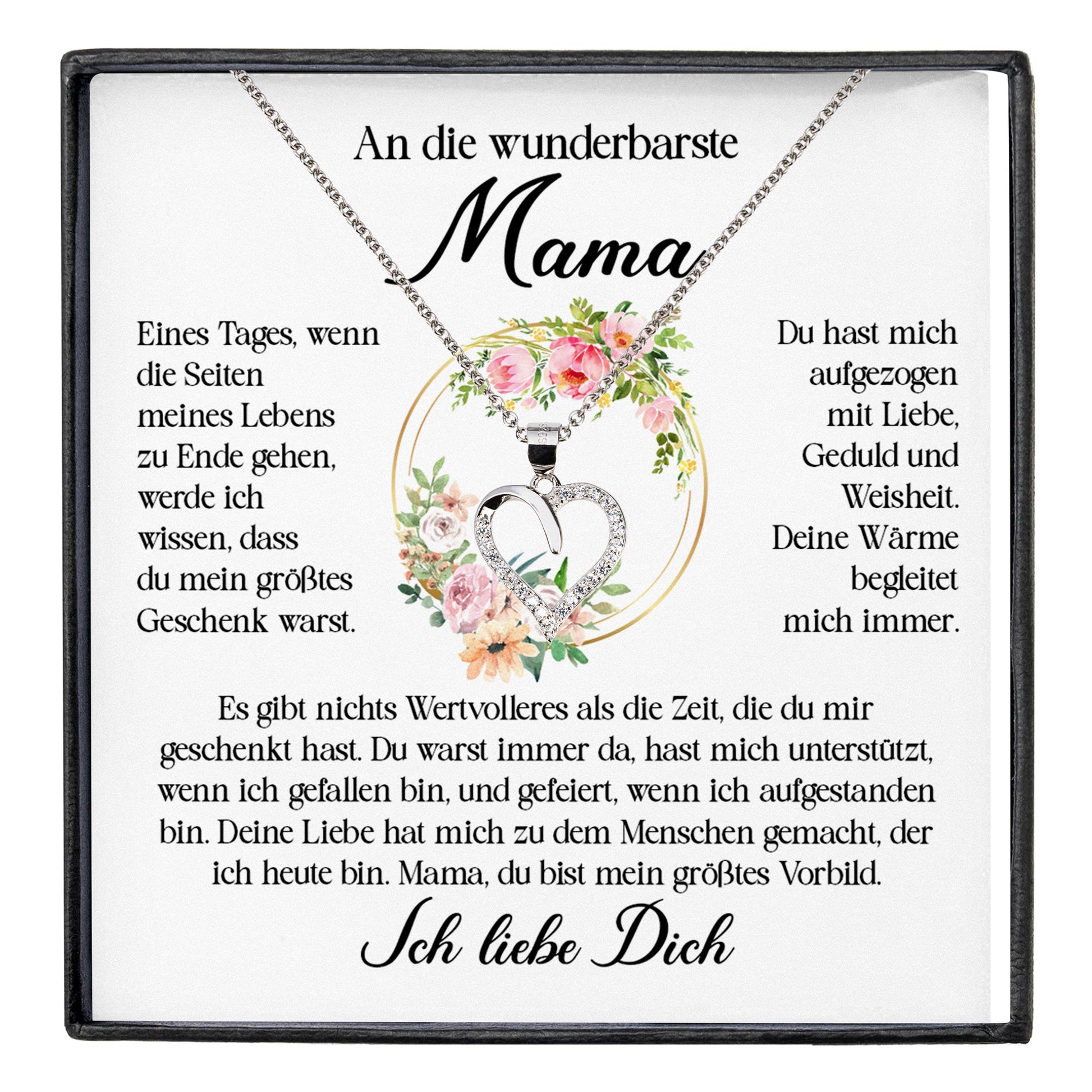 22Feels® Wunderbarste Mama Geschenk Muttertag Geburtstag Silber 925/000 Herz Halskette Valentinstag Frauen Schmuck mit Karte Mutter Weihnachten Damen Collier Eltern-Schmuck mit Botschaftskarte - Herz21-22Feels