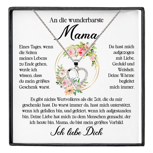 22Feels® Wunderbarste Mama Geschenk Muttertag Geburtstag Silber 925/000 Herz Halskette Valentinstag Frauen Schmuck mit Karte Mutter Weihnachten Damen Collier Eltern-Schmuck mit Botschaftskarte - Herz21-22Feels