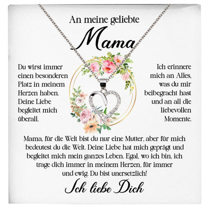22Feels® Geliebte Mama Geschenk Muttertag Geburtstag Silber 925/000 Herz Halskette Valentinstag Frauen Schmuck mit Karte Mutter Weihnachten Damen Collier Eltern-Schmuck mit Botschaftskarte - Herz21-22Feels