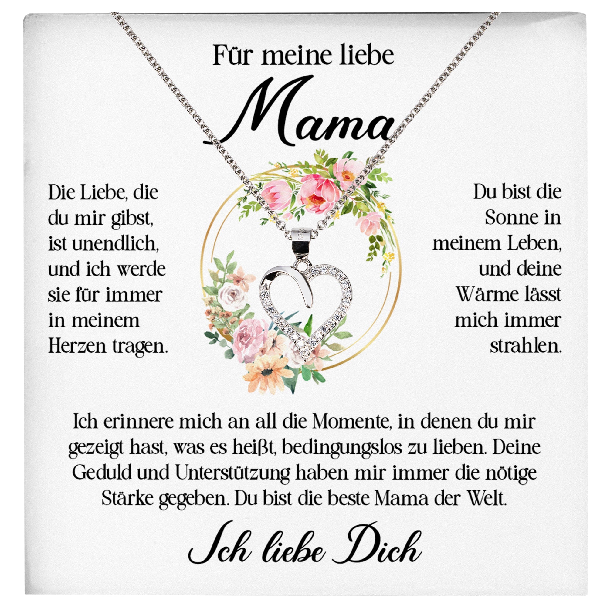 22Feels® Liebe Mama Geschenk Muttertag Geburtstag Silber 925/000 Herz Halskette Valentinstag Frauen Schmuck mit Karte Mutter Weihnachten Damen Collier Eltern-Schmuck mit Botschaftskarte - Herz21-22Feels