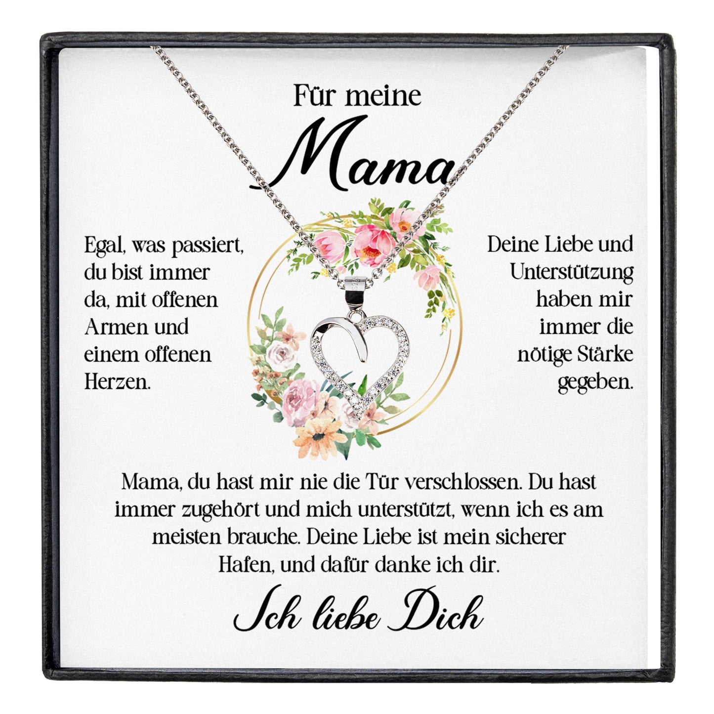 22Feels® Für Meine Mama Geschenk Muttertag Geburtstag Silber 925/000 Herz Halskette Valentinstag Frauen Schmuck mit Karte Mutter Weihnachten Damen Collier Eltern-Schmuck mit Botschaftskarte - Herz21-22Feels