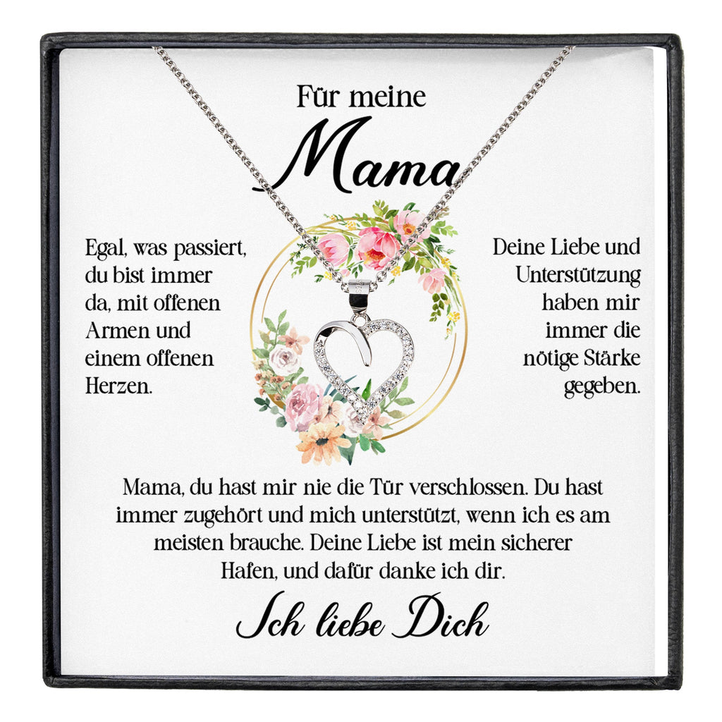 22Feels® Für Meine Mama Geschenk Muttertag Geburtstag Silber 925/000 Herz Halskette Valentinstag Frauen Schmuck mit Karte Mutter Weihnachten Damen Collier Eltern-Schmuck mit Botschaftskarte - Herz21-22Feels