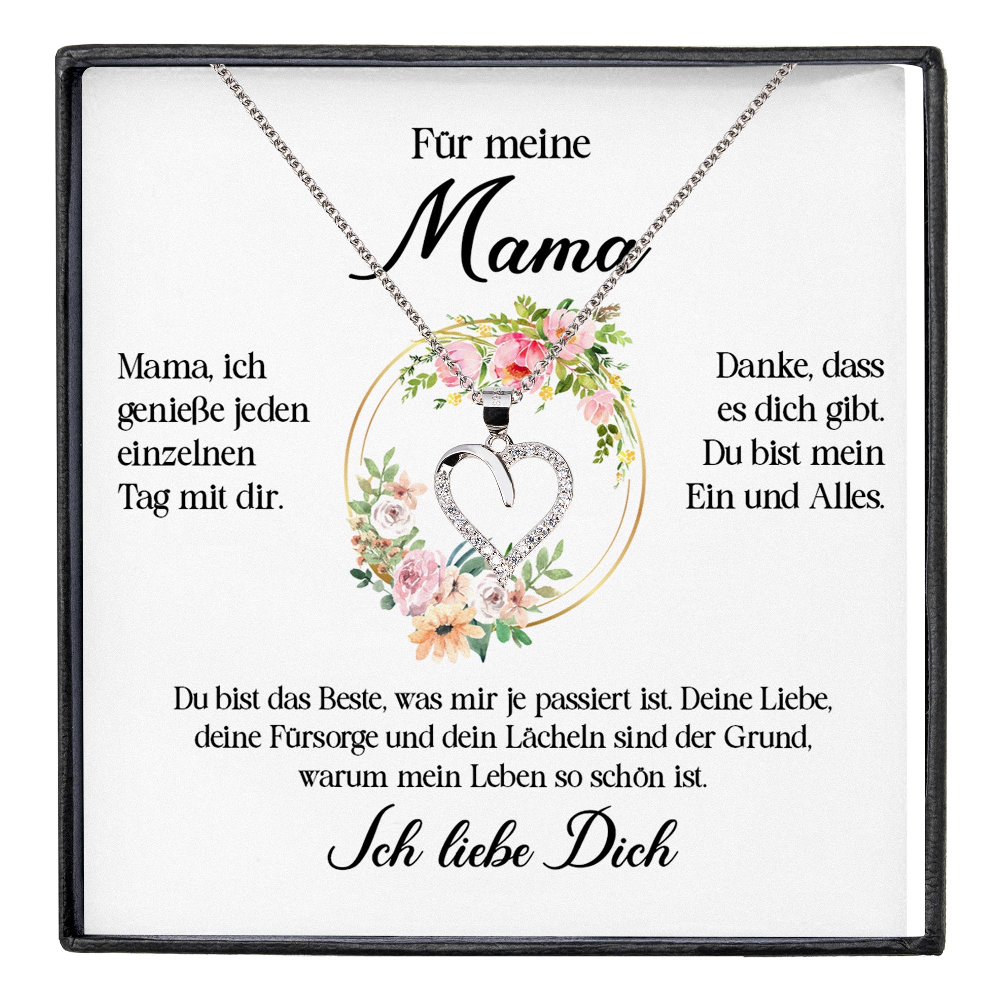 22Feels® Für Meine Mama Geschenk Muttertag Geburtstag Silber 925/000 Herz Halskette Valentinstag Frauen Schmuck mit Karte Mutter Weihnachten Damen Collier Eltern-Schmuck mit Botschaftskarte - Herz21-22Feels