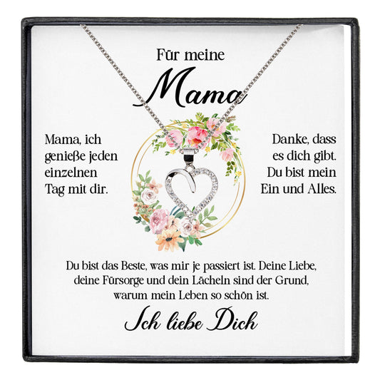 22Feels® Für Meine Mama Geschenk Muttertag Geburtstag Silber 925/000 Herz Halskette Valentinstag Frauen Schmuck mit Karte Mutter Weihnachten Damen Collier Eltern-Schmuck mit Botschaftskarte - Herz21-22Feels