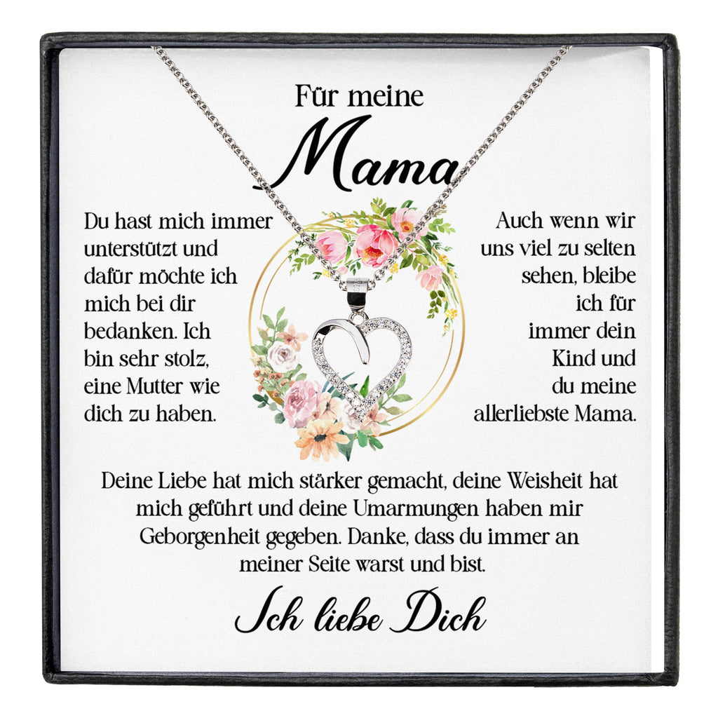22Feels® Für Meine Mama Geschenk Muttertag Geburtstag Silber 925/000 Herz Halskette Valentinstag Frauen Schmuck mit Karte Mutter Weihnachten Damen Collier Eltern-Schmuck mit Botschaftskarte - Herz21-22Feels