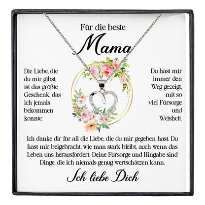 22Feels® Beste Mama Geschenk Muttertag Geburtstag Silber 925/000 Herz Halskette Valentinstag Frauen Schmuck mit Karte Mutter Weihnachten Damen Collier Eltern-Schmuck mit Botschaftskarte - Herz21-22Feels
