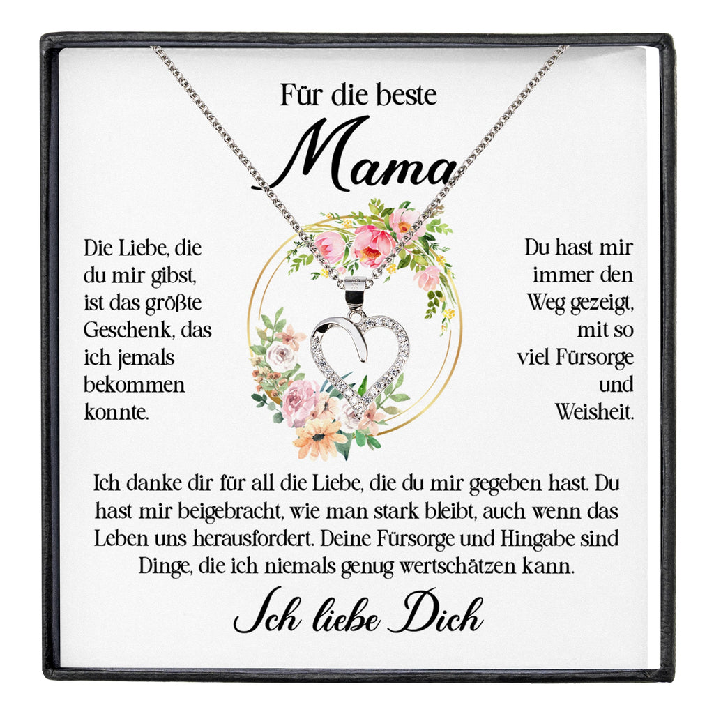 22Feels® Beste Mama Geschenk Muttertag Geburtstag Silber 925/000 Herz Halskette Valentinstag Frauen Schmuck mit Karte Mutter Weihnachten Damen Collier Eltern-Schmuck mit Botschaftskarte - Herz21-22Feels