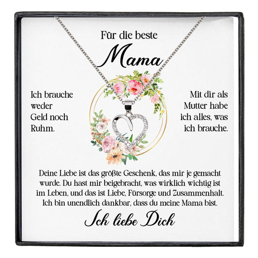 22Feels® Beste Mama Geschenk Muttertag Geburtstag Silber 925/000 Herz Halskette Valentinstag Frauen Schmuck mit Karte Mutter Weihnachten Damen Collier Eltern-Schmuck mit Botschaftskarte - Herz21-22Feels
