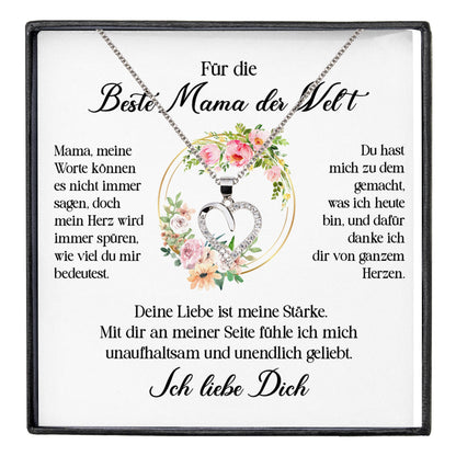 22Feels® Beste Mama der Welt Geschenk Muttertag Geburtstag Silber 925/000 Herz Halskette Valentinstag Frauen Schmuck mit Karte Mutter Weihnachten Damen Collier Eltern-Schmuck mit Botschaftskarte - Herz21-22Feels