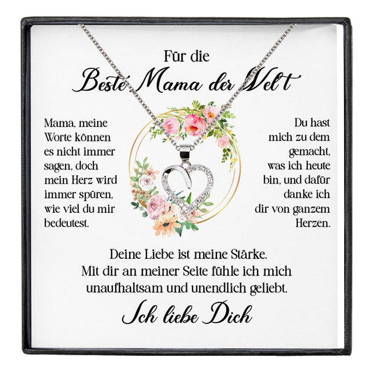 22Feels® Beste Mama der Welt Geschenk Muttertag Geburtstag Silber 925/000 Herz Halskette Valentinstag Frauen Schmuck mit Karte Mutter Weihnachten Damen Collier Eltern-Schmuck mit Botschaftskarte - Herz21-22Feels