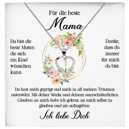 22Feels® Beste Mama Geschenk Muttertag Geburtstag Silber 925/000 Herz Halskette Valentinstag Frauen Schmuck mit Karte Mutter Weihnachten Damen Collier Eltern-Schmuck mit Botschaftskarte - Herz21-22Feels