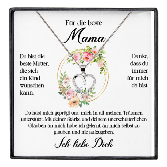 22Feels® Beste Mama Geschenk Muttertag Geburtstag Silber 925/000 Herz Halskette Valentinstag Frauen Schmuck mit Karte Mutter Weihnachten Damen Collier Eltern-Schmuck mit Botschaftskarte - Herz21-22Feels