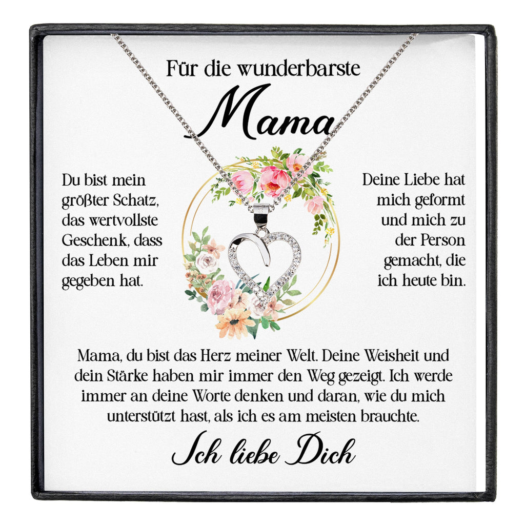 22Feels® Wunderbarste Mama Geschenk Muttertag Geburtstag Silber 925/000 Herz Halskette Valentinstag Frauen Schmuck mit Karte Mutter Weihnachten Damen Collier Eltern-Schmuck mit Botschaftskarte - Herz21-22Feels