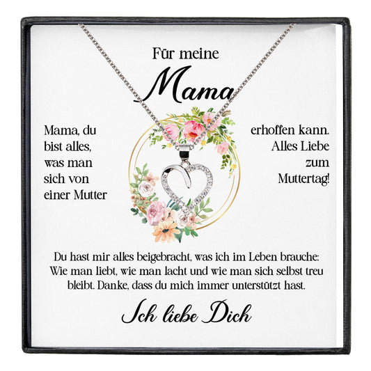 22Feels® Für Meine Mama Geschenk Muttertag Geburtstag Silber 925/000 Herz Halskette Valentinstag Frauen Schmuck mit Karte Mutter Weihnachten Damen Collier Eltern-Schmuck mit Botschaftskarte - Herz21-22Feels