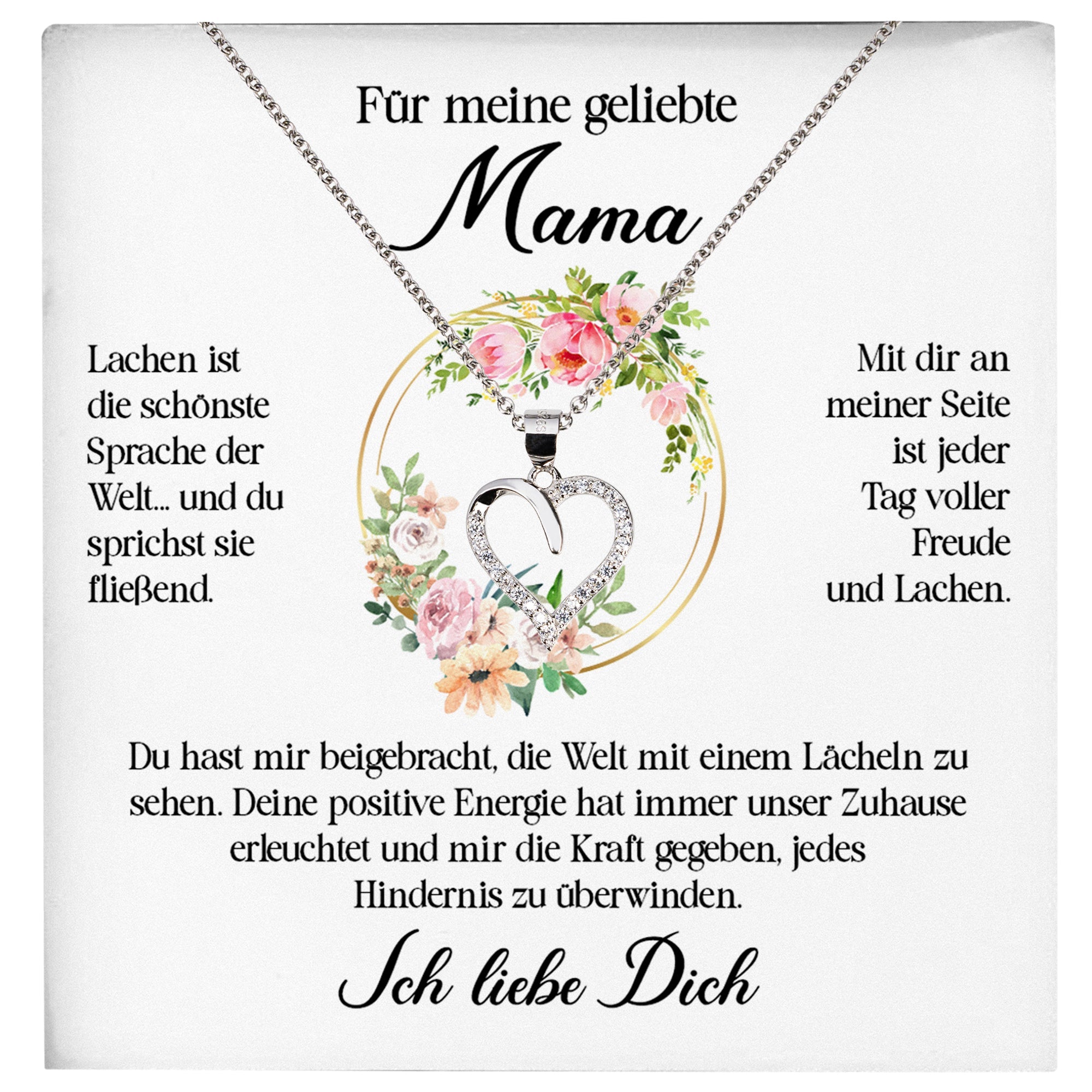 22Feels® Geliebte Mama Geschenk Muttertag Geburtstag Silber 925/000 Herz Halskette Valentinstag Frauen Schmuck mit Karte Mutter Weihnachten Damen Collier Eltern-Schmuck mit Botschaftskarte - Herz21-22Feels