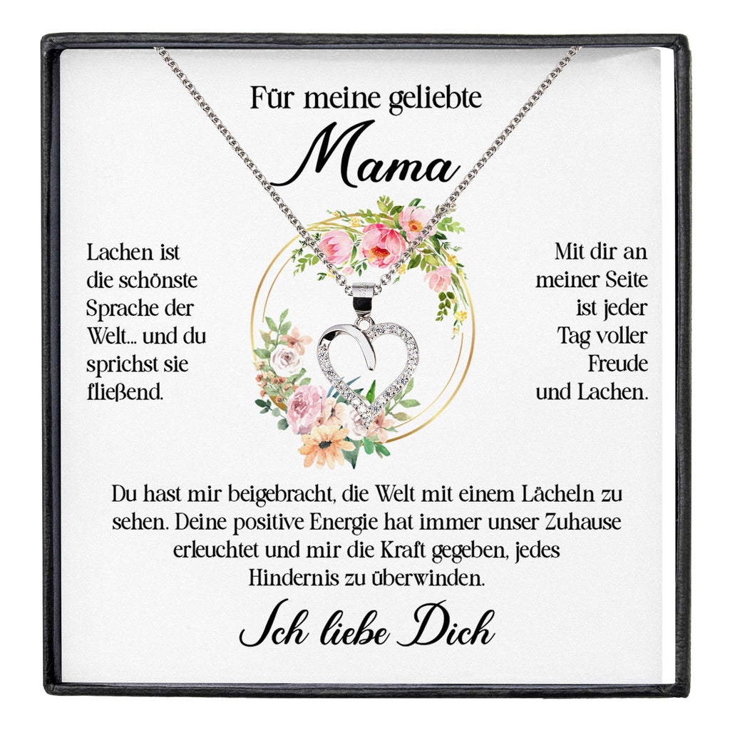 22Feels® Geliebte Mama Geschenk Muttertag Geburtstag Silber 925/000 Herz Halskette Valentinstag Frauen Schmuck mit Karte Mutter Weihnachten Damen Collier Eltern-Schmuck mit Botschaftskarte - Herz21-22Feels