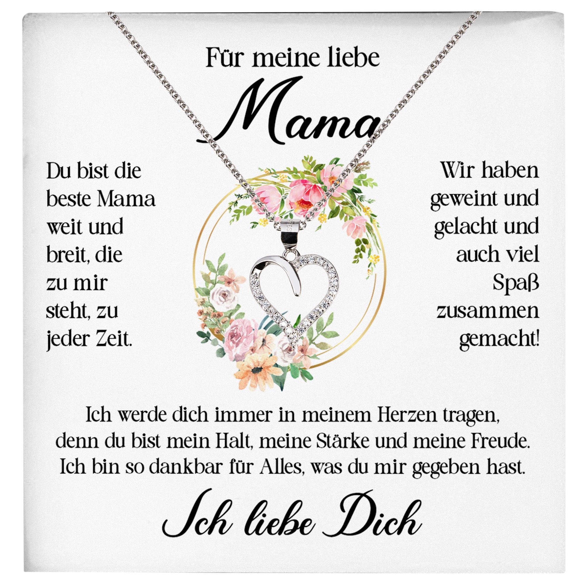 22Feels® Liebe Mama Geschenk Muttertag Geburtstag Silber 925/000 Herz Halskette Valentinstag Frauen Schmuck mit Karte Mutter Weihnachten Damen Collier Eltern-Schmuck mit Botschaftskarte - Herz21-22Feels