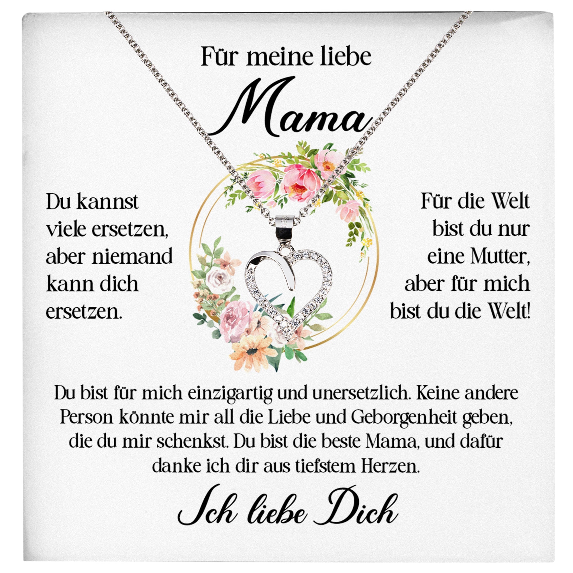 22Feels® Liebe Mama Geschenk Muttertag Geburtstag Silber 925/000 Herz Halskette Valentinstag Frauen Schmuck mit Karte Mutter Weihnachten Damen Collier Eltern-Schmuck mit Botschaftskarte - Herz21-22Feels