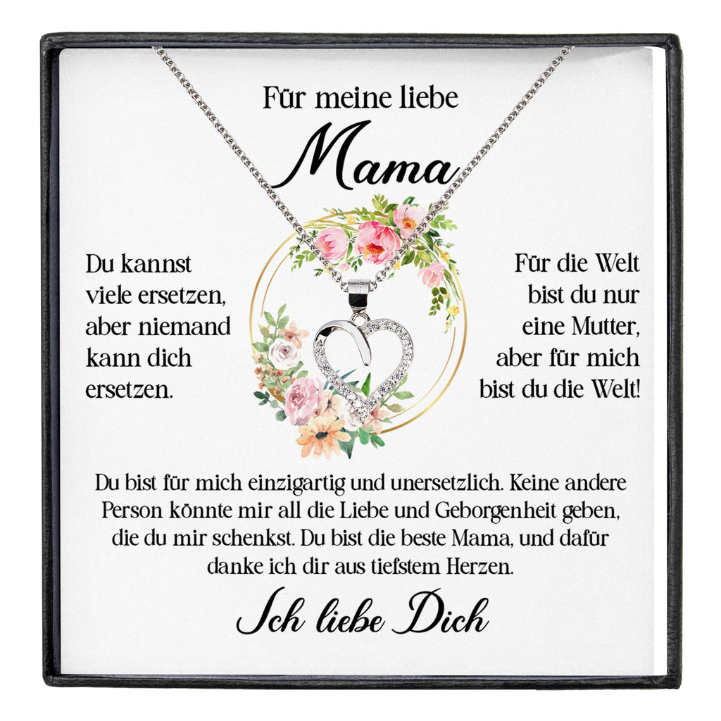 22Feels® Liebe Mama Geschenk Muttertag Geburtstag Silber 925/000 Herz Halskette Valentinstag Frauen Schmuck mit Karte Mutter Weihnachten Damen Collier Eltern-Schmuck mit Botschaftskarte - Herz21-22Feels