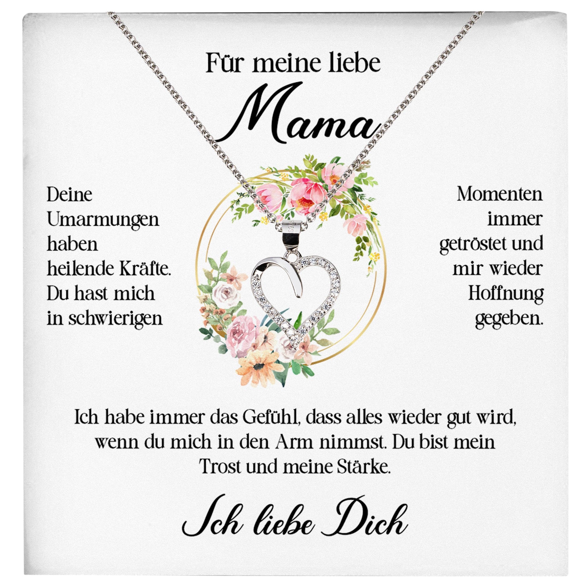 22Feels® Liebe Mama Geschenk Muttertag Geburtstag Silber 925/000 Herz Halskette Valentinstag Frauen Schmuck mit Karte Mutter Weihnachten Damen Collier Eltern-Schmuck mit Botschaftskarte - Herz21-22Feels