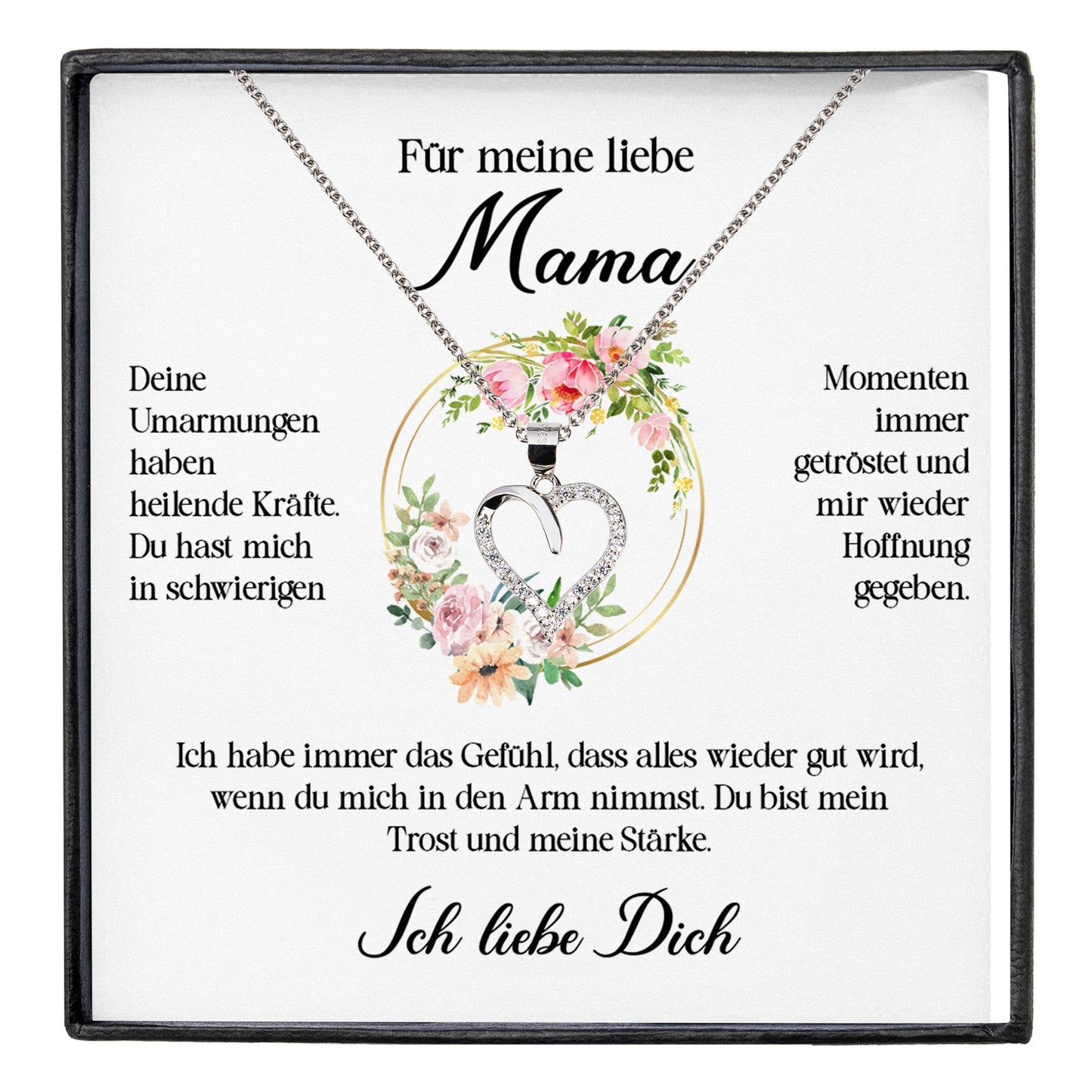 22Feels® Liebe Mama Geschenk Muttertag Geburtstag Silber 925/000 Herz Halskette Valentinstag Frauen Schmuck mit Karte Mutter Weihnachten Damen Collier Eltern-Schmuck mit Botschaftskarte - Herz21-22Feels