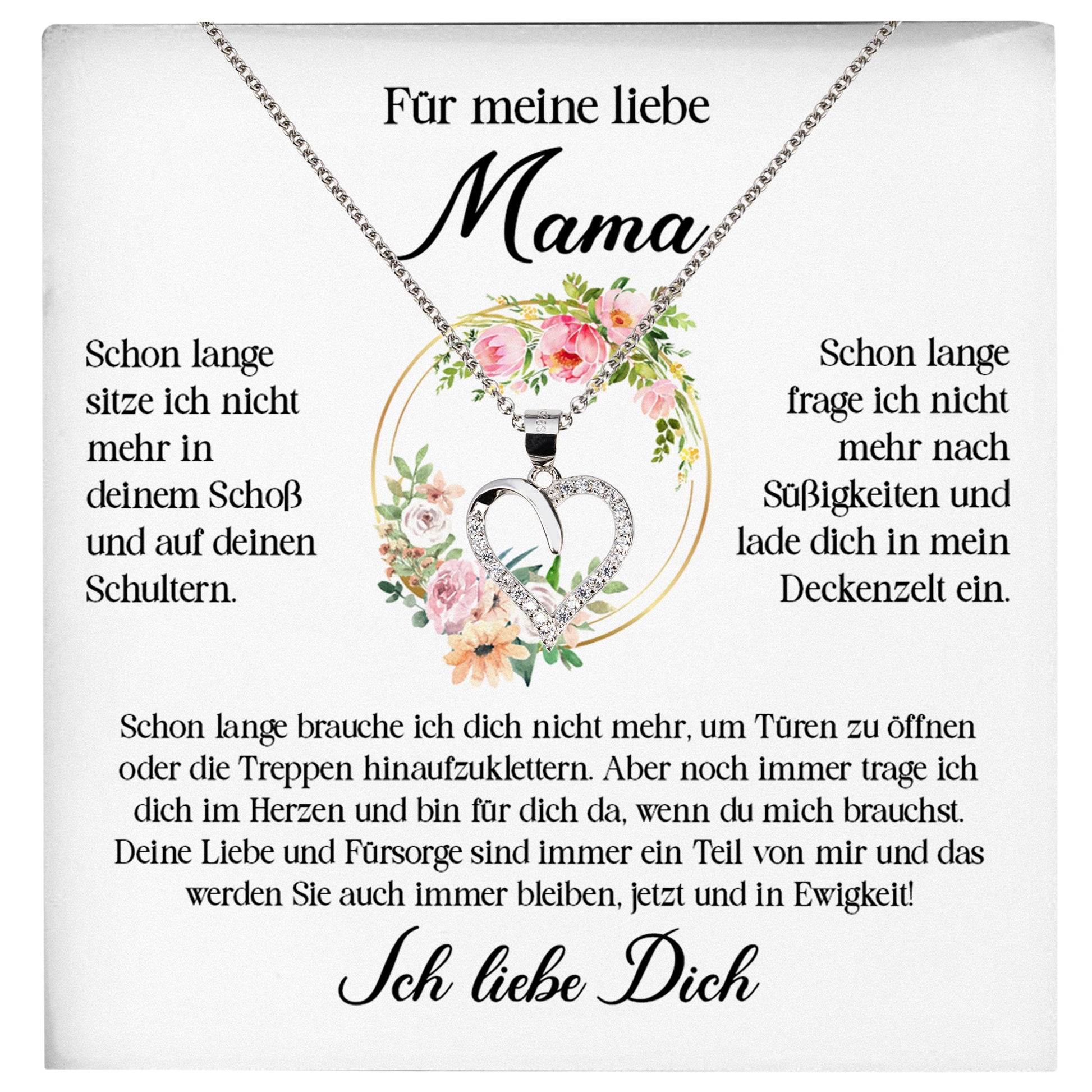 22Feels® Liebe Mama Geschenk Muttertag Geburtstag Silber 925/000 Herz Halskette Valentinstag Frauen Schmuck mit Karte Mutter Weihnachten Damen Collier Eltern-Schmuck mit Botschaftskarte - Herz21-22Feels