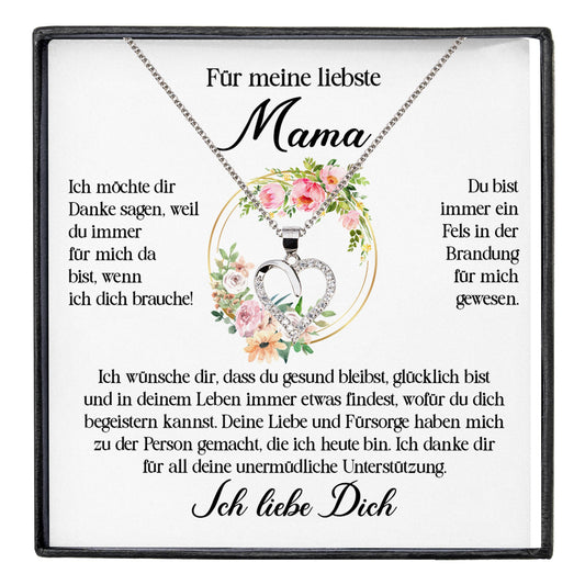 22Feels® Liebste Mama Geschenk Muttertag Geburtstag Silber 925/000 Herz Halskette Valentinstag Frauen Schmuck mit Karte Mutter Weihnachten Damen Collier Eltern-Schmuck mit Botschaftskarte - Herz21-22Feels