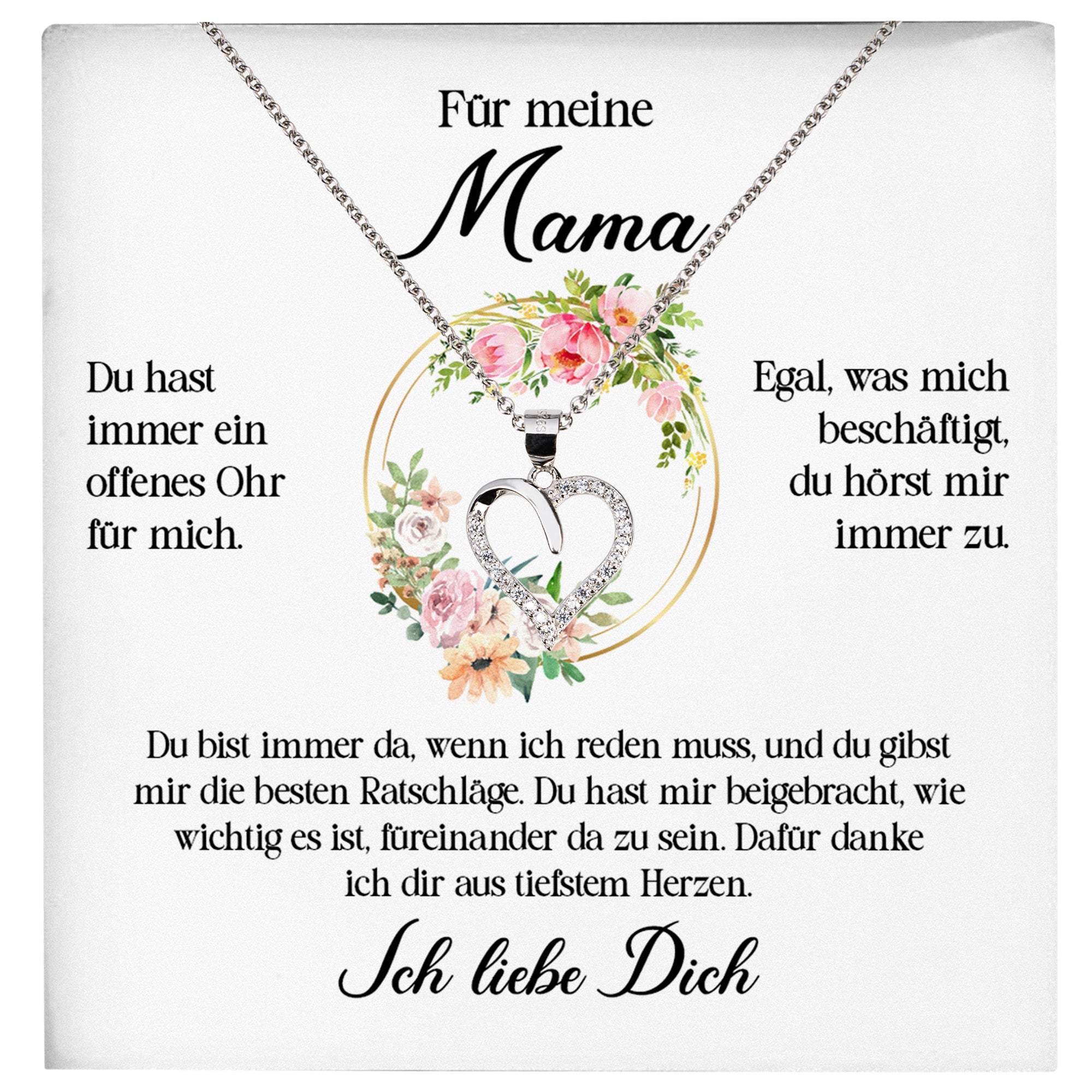 22Feels® Liebe Mama Geschenk Muttertag Geburtstag Silber 925/000 Herz Halskette Valentinstag Frauen Schmuck mit Karte Mutter Weihnachten Damen Collier Eltern-Schmuck mit Botschaftskarte - Herz21-22Feels
