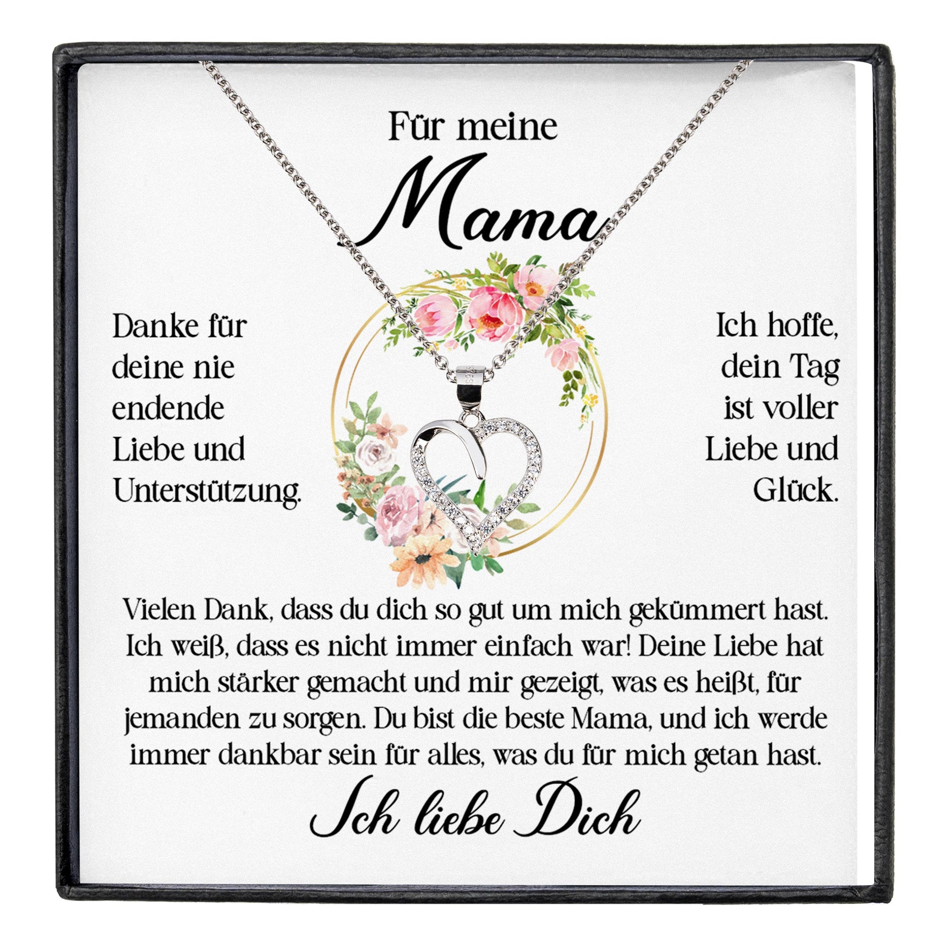 22Feels® Für Meine Mama Geschenk Muttertag Geburtstag Silber 925/000 Herz Halskette Valentinstag Frauen Schmuck mit Karte Mutter Weihnachten Damen Collier Eltern-Schmuck mit Botschaftskarte - Herz21-22Feels