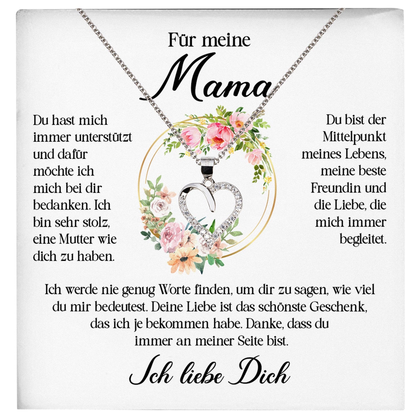 22Feels® Liebe Mama Geschenk Muttertag Geburtstag Silber 925/000 Herz Halskette Valentinstag Frauen Schmuck mit Karte Mutter Weihnachten Damen Collier Eltern-Schmuck mit Botschaftskarte - Herz21-22Feels