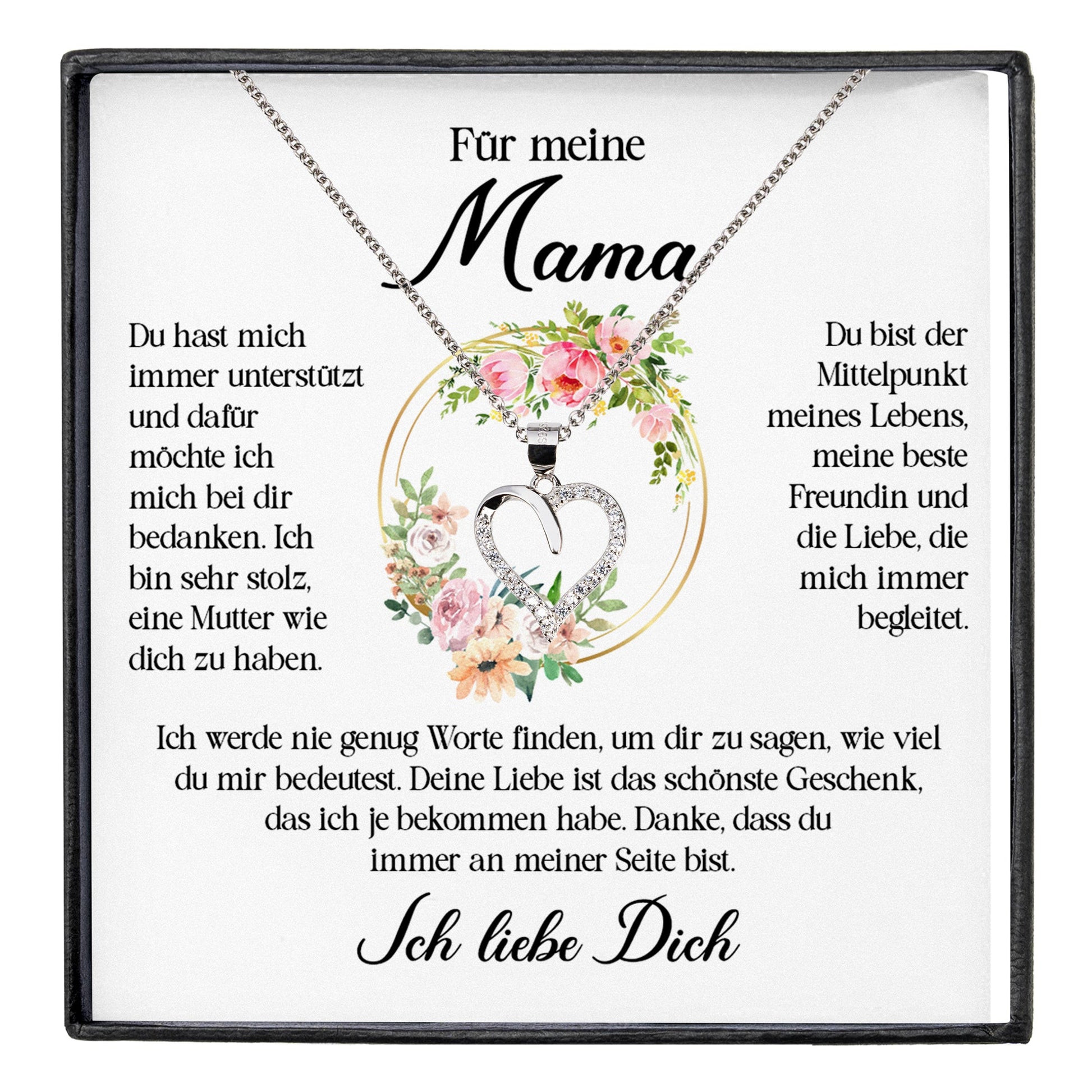 22Feels® Liebe Mama Geschenk Muttertag Geburtstag Silber 925/000 Herz Halskette Valentinstag Frauen Schmuck mit Karte Mutter Weihnachten Damen Collier Eltern-Schmuck mit Botschaftskarte - Herz21-22Feels