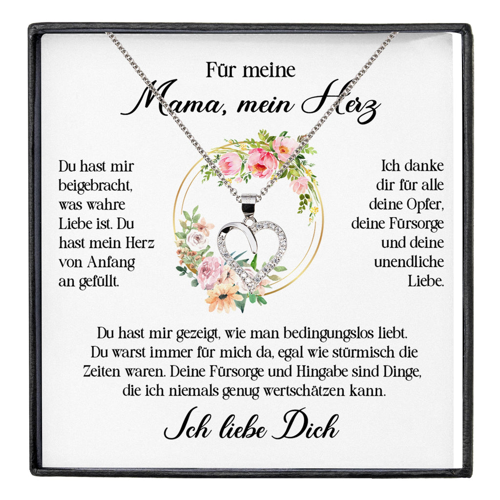 22Feels® Mama Geschenk Muttertag Geburtstag Silber 925/000 Herz Halskette Valentinstag Frauen Schmuck mit Karte Mutter Weihnachten Damen Collier Eltern-Schmuck mit Botschaftskarte - Herz21-22Feels