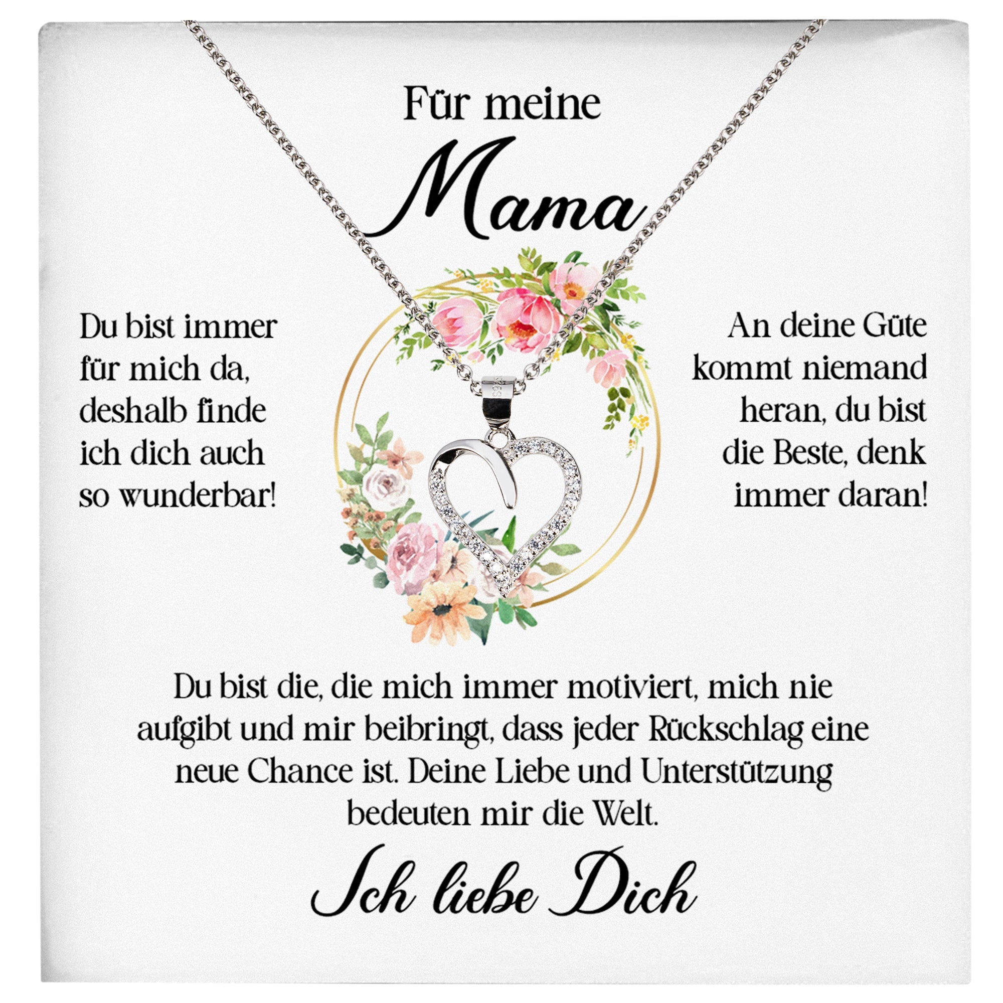 22Feels® Mama Geschenk Muttertag Geburtstag Silber 925/000 Herz Halskette Valentinstag Frauen Schmuck mit Karte Mutter Weihnachten Damen Collier Eltern-Schmuck mit Botschaftskarte - Herz21-22Feels
