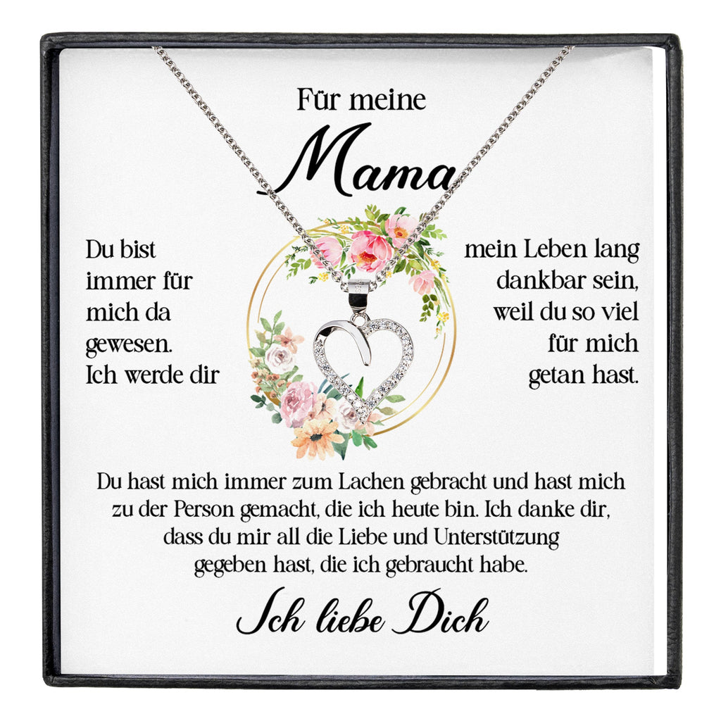 22Feels® Mama Geschenk Muttertag Geburtstag Silber 925/000 Herz Halskette Valentinstag Frauen Schmuck mit Karte Mutter Weihnachten Damen Collier Eltern-Schmuck mit Botschaftskarte - Herz21-22Feels
