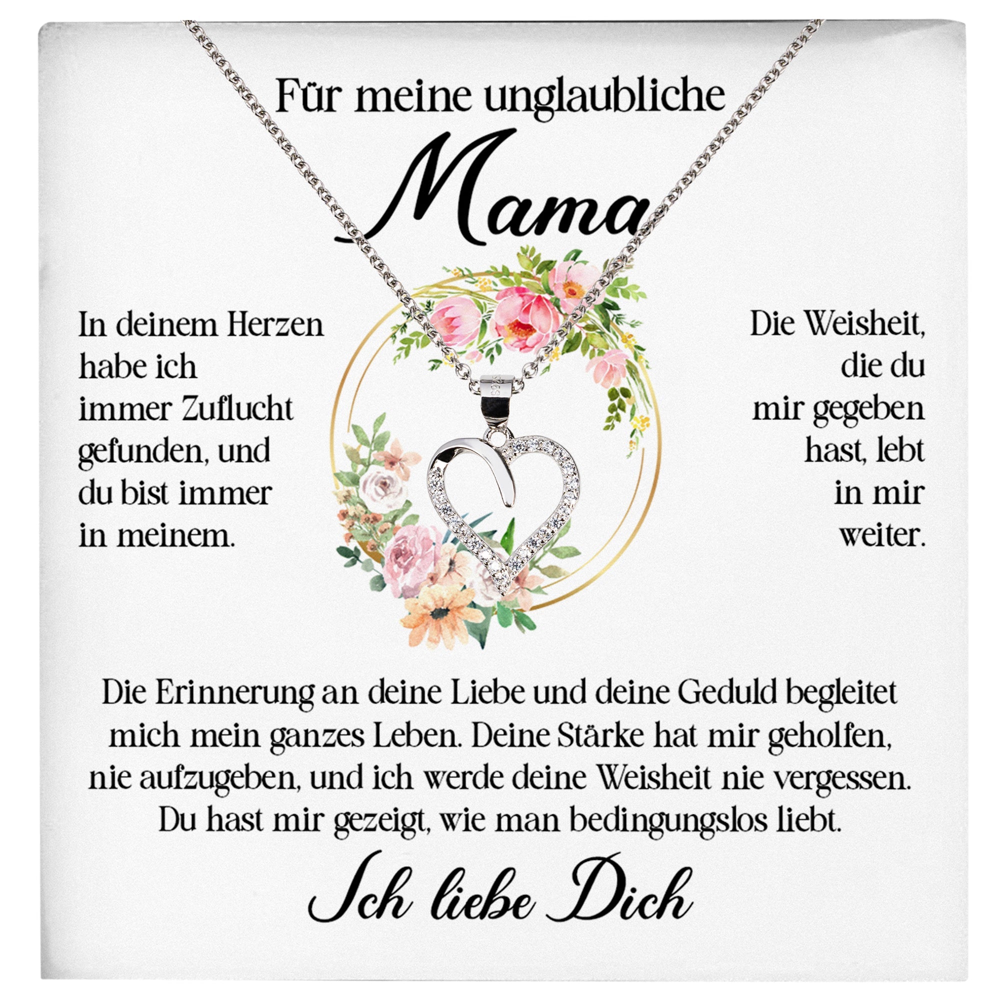 22Feels® Unglaubliche Mama Geschenk Muttertag Geburtstag Silber 925/000 Herz Halskette Valentinstag Frauen Schmuck mit Karte Mutter Weihnachten Damen Collier Eltern-Schmuck mit Botschaftskarte - Herz21-22Feels