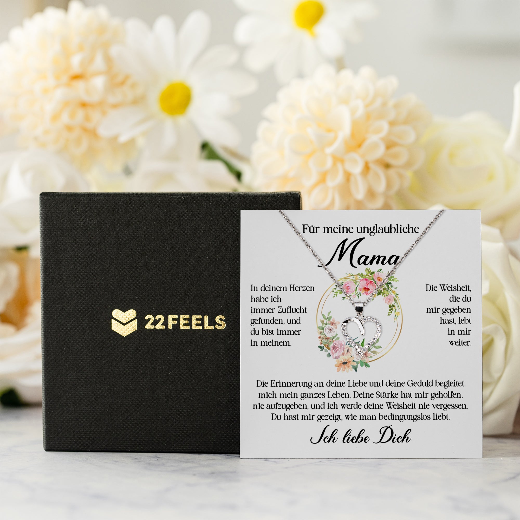 22Feels® Unglaubliche Mama Geschenk Muttertag Geburtstag Silber 925/000 Herz Halskette Valentinstag Frauen Schmuck mit Karte Mutter Weihnachten Damen Collier Eltern-Schmuck mit Botschaftskarte - Herz21-22Feels