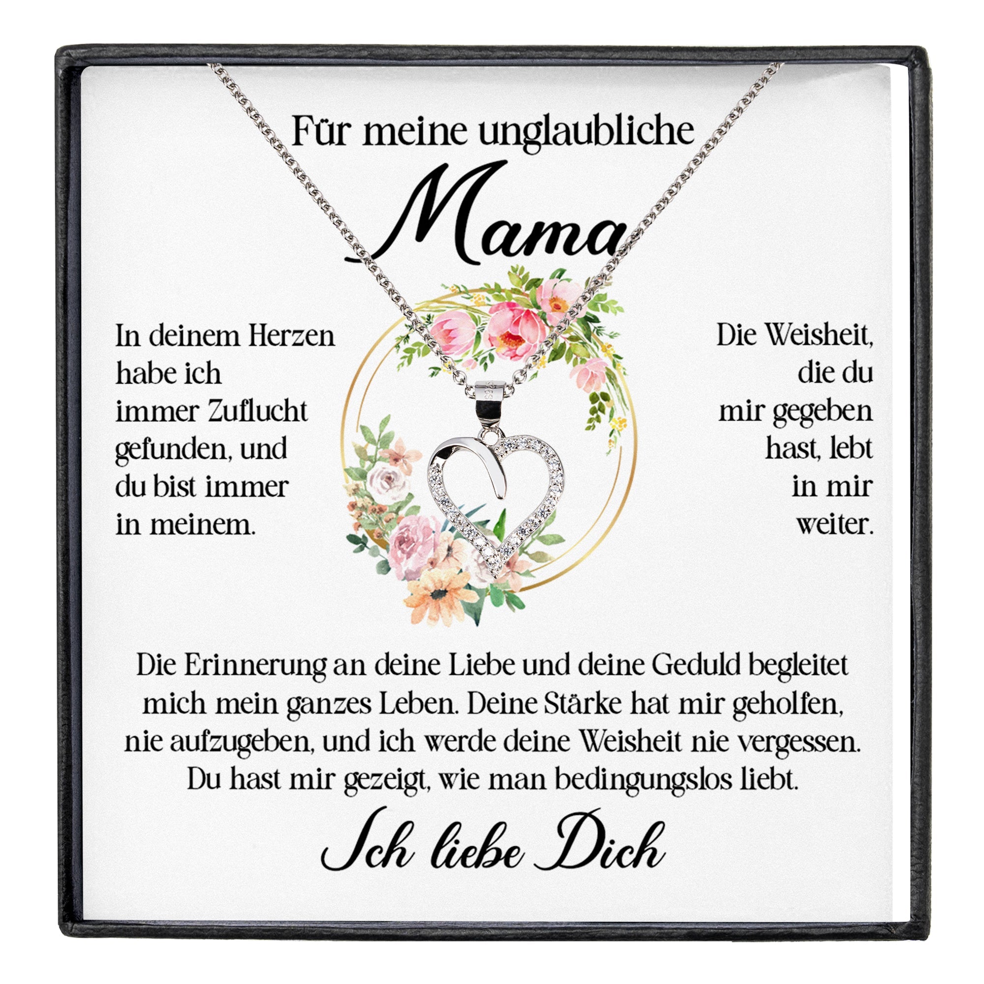22Feels® Unglaubliche Mama Geschenk Muttertag Geburtstag Silber 925/000 Herz Halskette Valentinstag Frauen Schmuck mit Karte Mutter Weihnachten Damen Collier Eltern-Schmuck mit Botschaftskarte - Herz21-22Feels