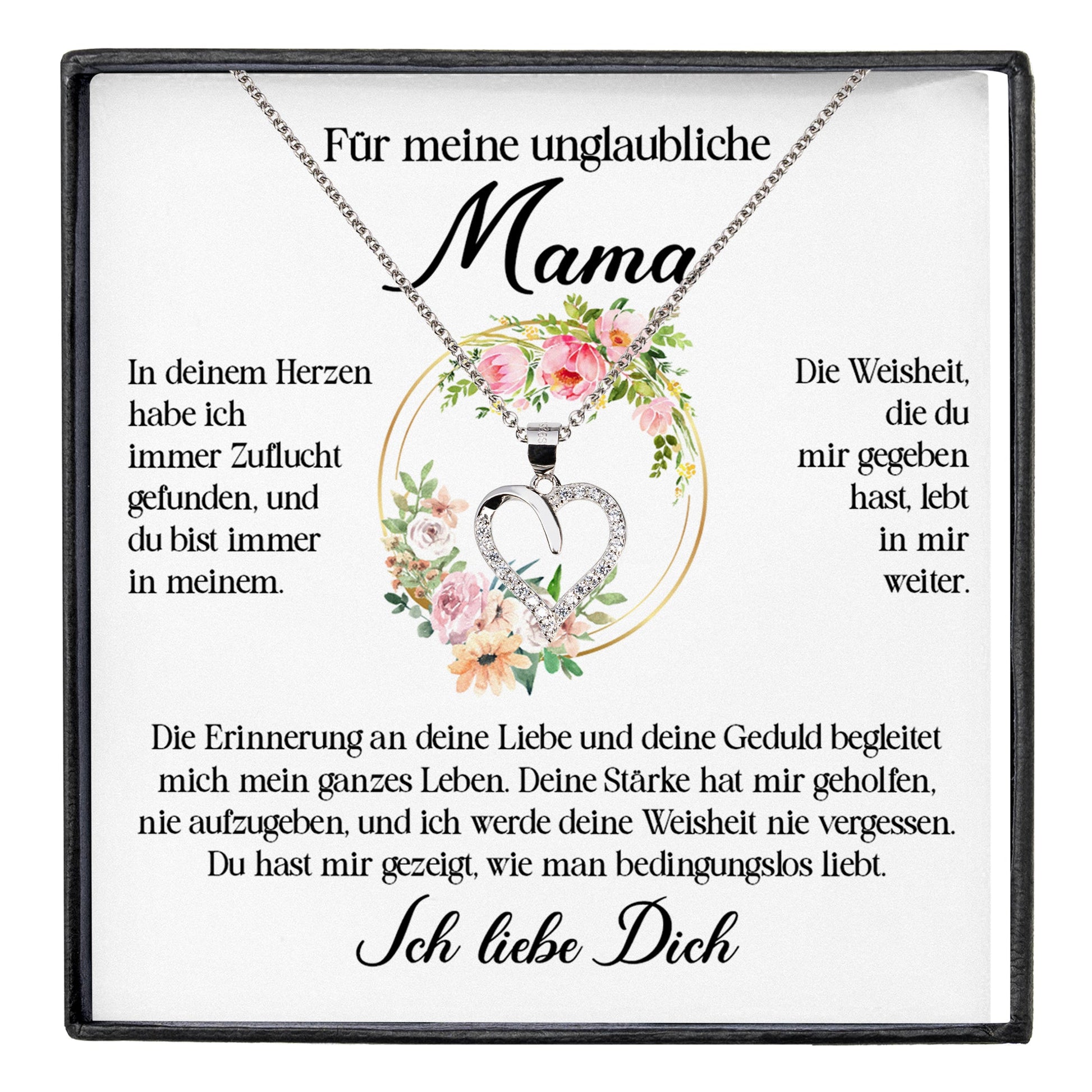 22Feels® Unglaubliche Mama Geschenk Muttertag Geburtstag Silber 925/000 Herz Halskette Valentinstag Frauen Schmuck mit Karte Mutter Weihnachten Damen Collier Eltern-Schmuck mit Botschaftskarte - Herz21-22Feels