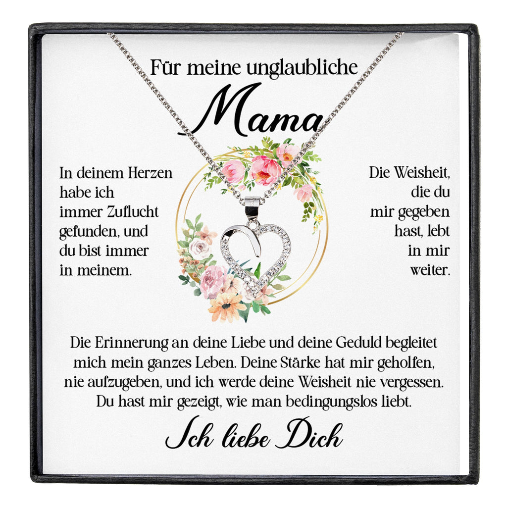 22Feels® Unglaubliche Mama Geschenk Muttertag Geburtstag Silber 925/000 Herz Halskette Valentinstag Frauen Schmuck mit Karte Mutter Weihnachten Damen Collier Eltern-Schmuck mit Botschaftskarte - Herz21-22Feels