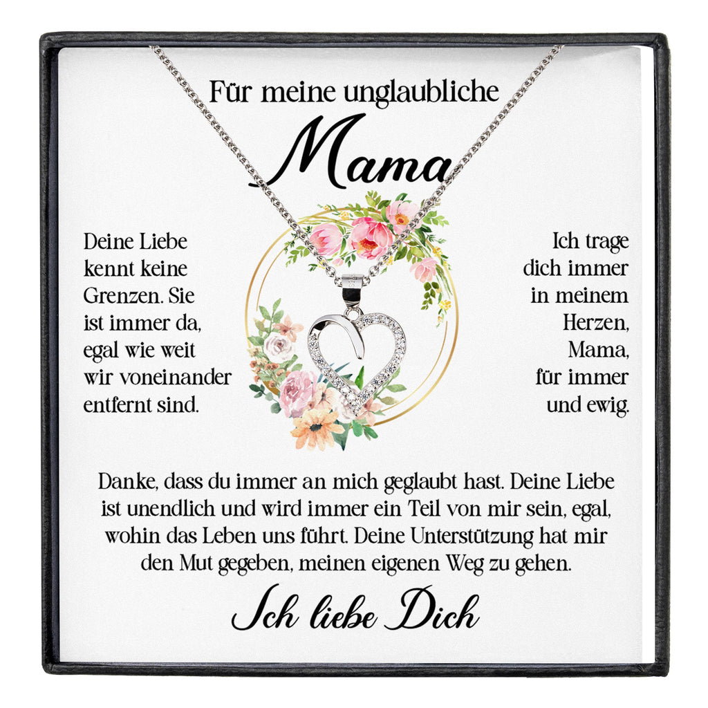 22Feels® Unglaubliche Mama Geschenk Muttertag Geburtstag Silber 925/000 Herz Halskette Valentinstag Frauen Schmuck mit Karte Mutter Weihnachten Damen Collier Eltern-Schmuck mit Botschaftskarte - Herz21-22Feels