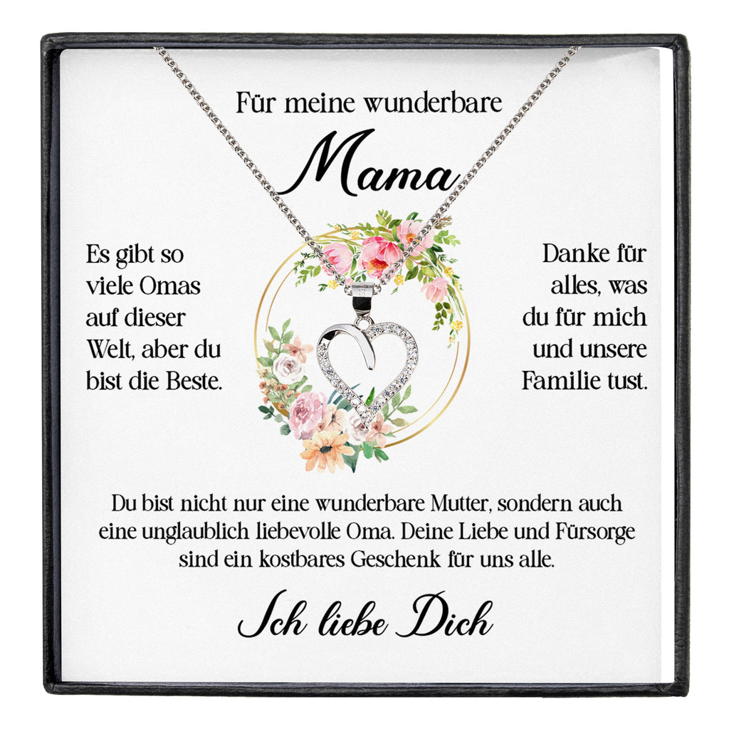 22Feels® Wunderbare Mama Geschenk Muttertag Geburtstag Silber 925/000 Herz Halskette Valentinstag Frauen Schmuck mit Karte Mutter Weihnachten Damen Collier Eltern-Schmuck mit Botschaftskarte - Herz21-22Feels
