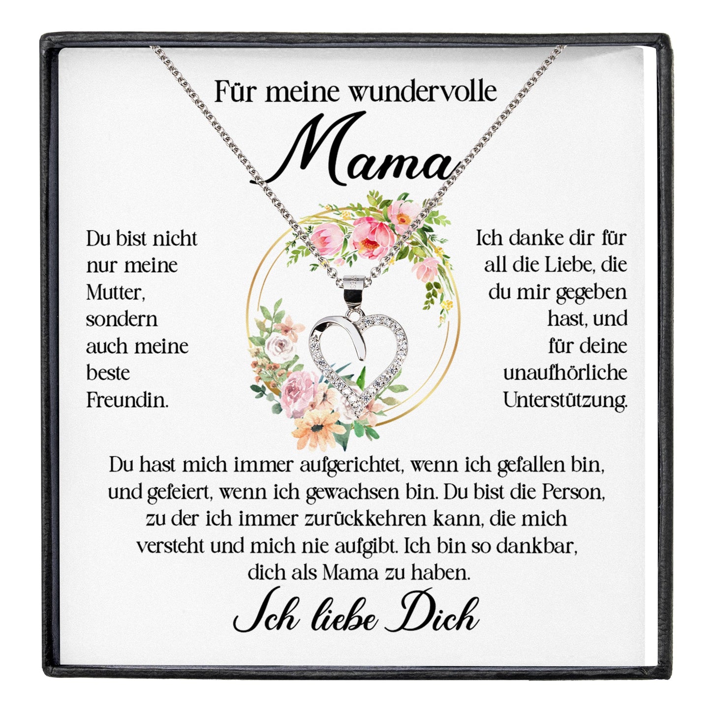 22Feels® Wundervolle Mama Geschenk Muttertag Geburtstag Silber 925/000 Herz Halskette Valentinstag Frauen Schmuck mit Karte Mutter Weihnachten Damen Collier Eltern-Schmuck mit Botschaftskarte - Herz21-22Feels