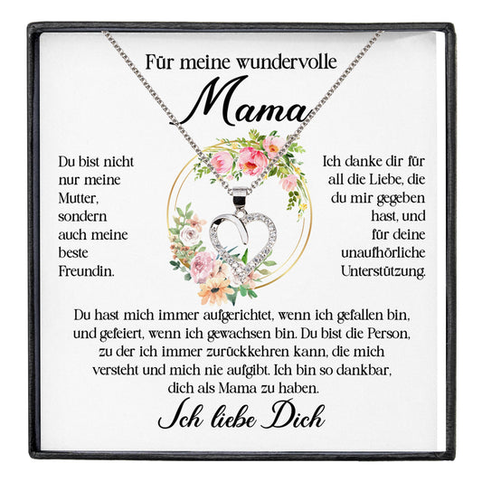22Feels® Wundervolle Mama Geschenk Muttertag Geburtstag Silber 925/000 Herz Halskette Valentinstag Frauen Schmuck mit Karte Mutter Weihnachten Damen Collier Eltern-Schmuck mit Botschaftskarte - Herz21-22Feels