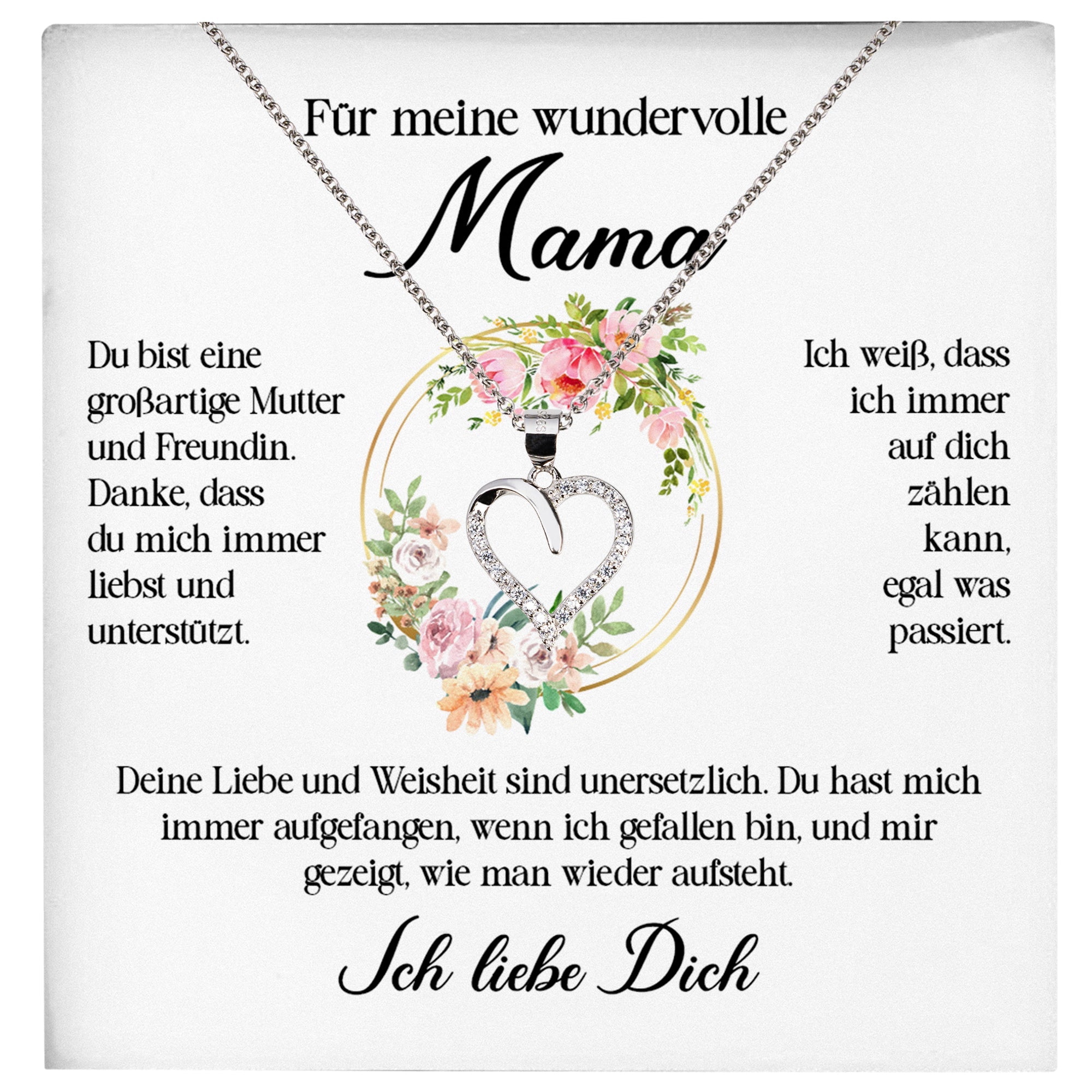 22Feels® Wundervolle Mama Geschenk Muttertag Geburtstag Silber 925/000 Herz Halskette Valentinstag Frauen Schmuck mit Karte Mutter Weihnachten Damen Collier Eltern-Schmuck mit Botschaftskarte - Herz21-22Feels